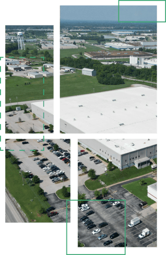 Aerial views of retail commercial properties with parking lots representing site acquisition opportunities tracked by Acres Intelligence Aerial views of retail commercial properties with parking lots representing site acquisition opportunities tracked by Acres Intelligence